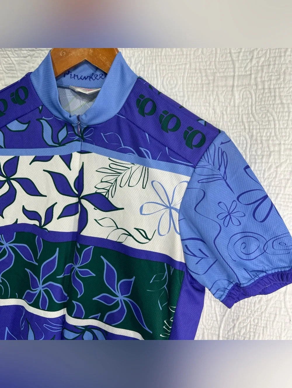 Vintage Y2K Pearl Izumi Pinwheels Bike Jersey Womens Small SS Groovy Cycling Top